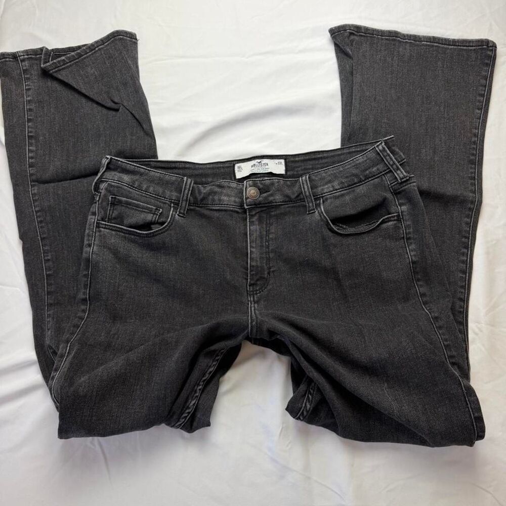 Hollister-co Women's Y2K bootcut jeans in washed black size 16 Long